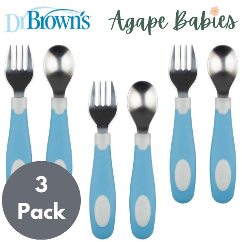 [3-Pack] Dr. Brown’s Soft Grip Spoon & Fork Set