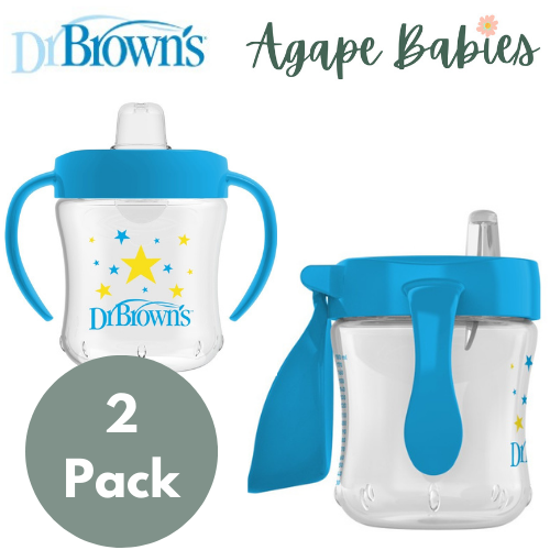 [Bundle Of 2] Dr Brown's 6oz/180ml Soft Spout Transition Cup W/Handles-Blue (6M+)