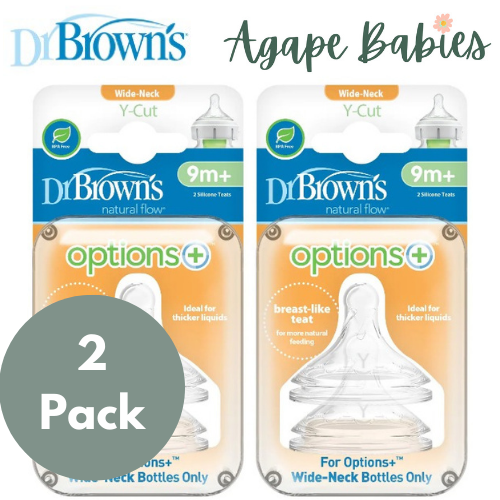 [Bundle of 2] Dr Brown's Preemie Flow Wide-Neck Silicone Nipple, (2 PACK x 2 = 4pcs)