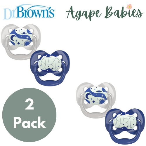 [Bundle Of 2] Dr. Brown’s Advantage Pacifier - Stage 1, Glow in the Dark - Blue, 2-Pack