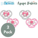 [Bundle Of 2] Dr. Brown’s Advantage Pacifier - Stage 2, Glow in the Dark - Pink, 2-Pack
