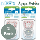 [Bundle Of 2] Dr. Brown’s Prevent Printed Shield Pacifier - Stage 1, Girl Animal Faces, 2-Pack