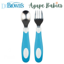 [Bundle of 3 ] Dr.Brown's Soft Grip Spoon & Fork Set - 3 Color