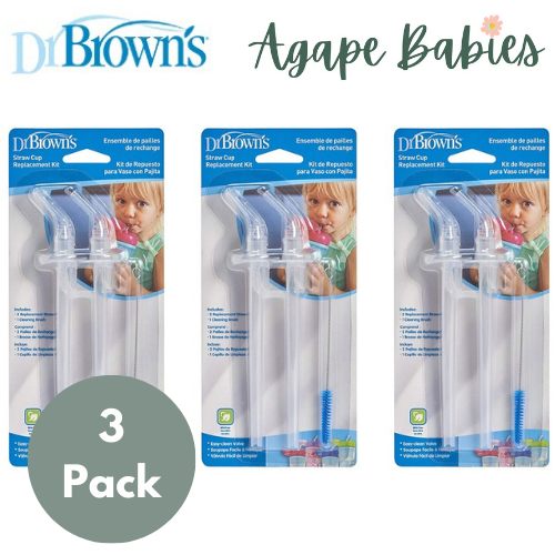 [Bundle Of 3] Dr Brown's Straw Cup Replacement Kit (10 oz/300 ml Insulated Straw Cup)