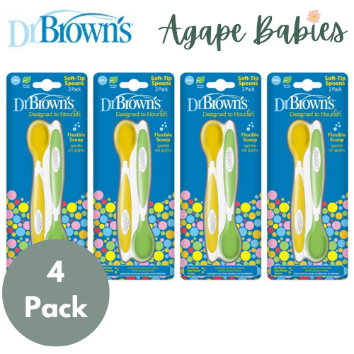 [Bundle of 4] Dr.Brown's Soft-Tip Spoon 2-Pack -Yellow Green