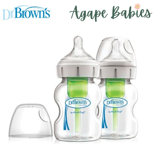 Dr Brown's 5 OZ/150 ML Glass Wide-Neck "Options" Bottle, Twin-Pack