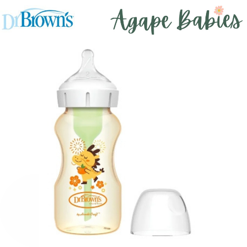 Dr. Brown’s 9 oz/270 mL PPSU W-N Anti-Colic Options+ Baby Bottle w/ L2 Nipple, Dragon, 1-Pack