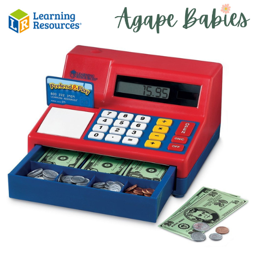 Learning Resources Pretend & Play Calculator Cash Register, Regular, Standard Packaging (Red/Blue)