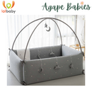 Lolbaby Cotton Embroidery Bumper Bed with Hanging Toy and Canopy (170x120x55cm) (Bundle Pack)- 6 Designs - ETA End Aug