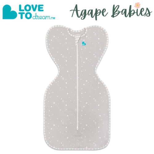 Love To Dream Swaddle UP 0.2 Tog Lite Grey (Stars Design) - 2 Sizes