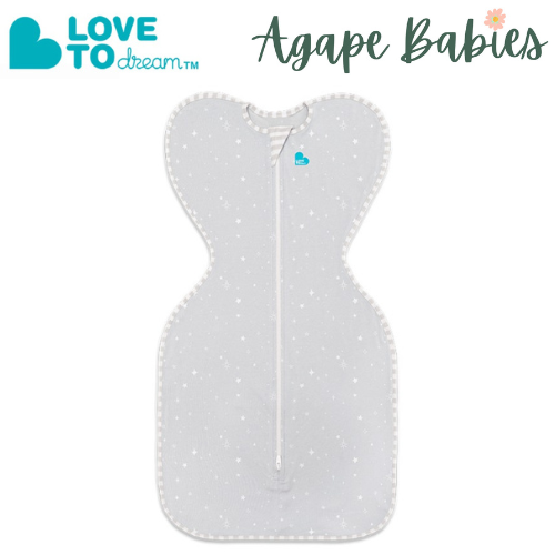 Love To Dream Swaddle UP 0.2 Tog Lite Grey (Stars Design) - New Born