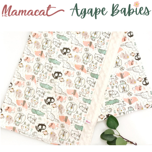 Mamacat Minky Blanket Animal Drawings