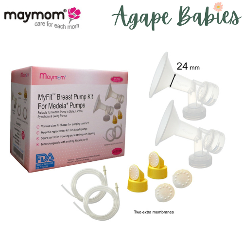 Maymom MyFit Breast Pump Kit for Medela Double Electric Pump in Style Pumps; 2 One-Piece Breastshields (M, 24 mm), 2 Valves, 4 Membranes