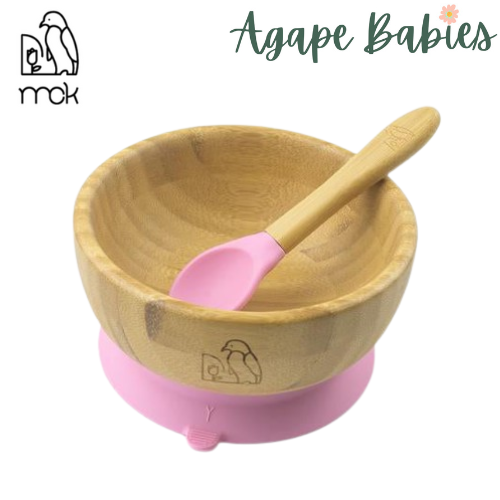 MCK Bamboo Bowl Set with Spoon - Pink