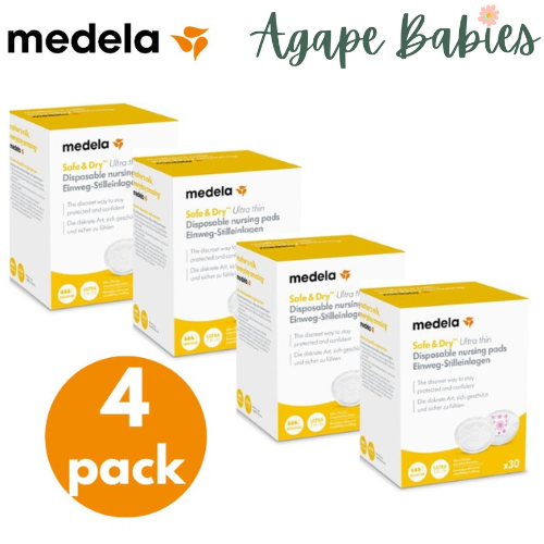 <4-Box> Medela Safe & Dry Ultra Thin Disposable Nursing Bra Pads (Total 30sx4=120s)