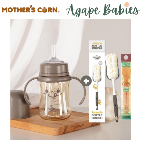 Mother's Corn Jaranda Straw Cup 200ml and Bottle Brush + Free feeding spoon