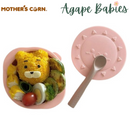 Mother's Corn Sunny Silicone Suction Bowl with Lid - Pink