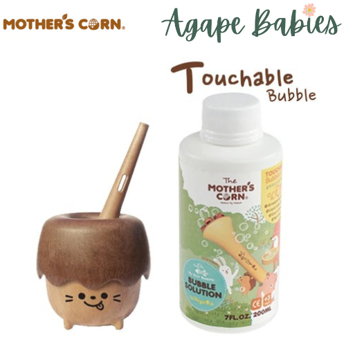 Mother's Corn Woody Bubble Blower with 200ml Touchable Bubble Solution