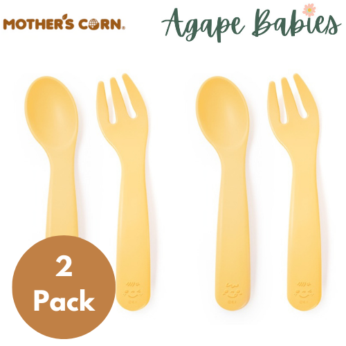 [2-Pack] Mother's Corn Self Training Spoon & Fork Set