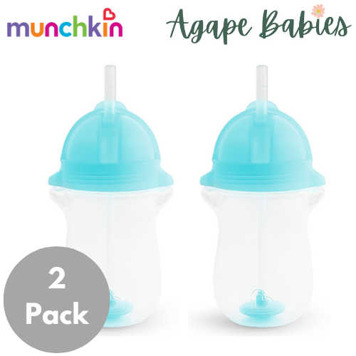 Munchkin Weighted Flexi-Straw Cup 10 Oz - Blue (Pack Of 2)