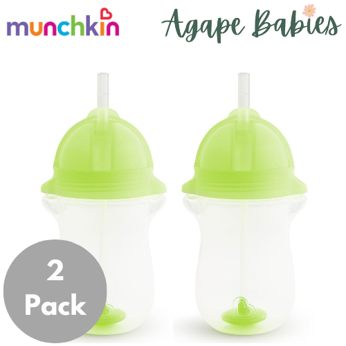 Munchkin Weighted Flexi-Straw Cup 10 Oz - Green (Pack Of 2)