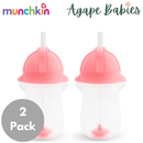 Munchkin Weighted Flexi-Straw Cup 10 Oz - Pink (Pack Of 2)