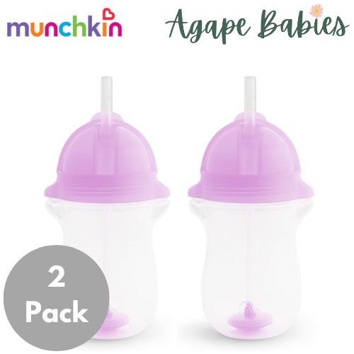 Munchkin Weighted Flexi-Straw Cup 10 Oz - Purple (Pack Of 2)