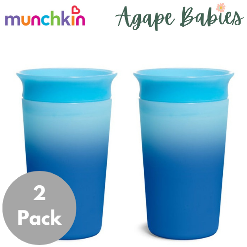 [2 Pack] Munchkin Miracle® 360° Colour Changing Cup - 9oz (Blue)