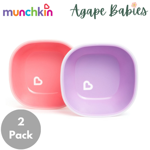 [2 Pack] Munchkin Splash™ Toddler Bowls (Pink & Purple)