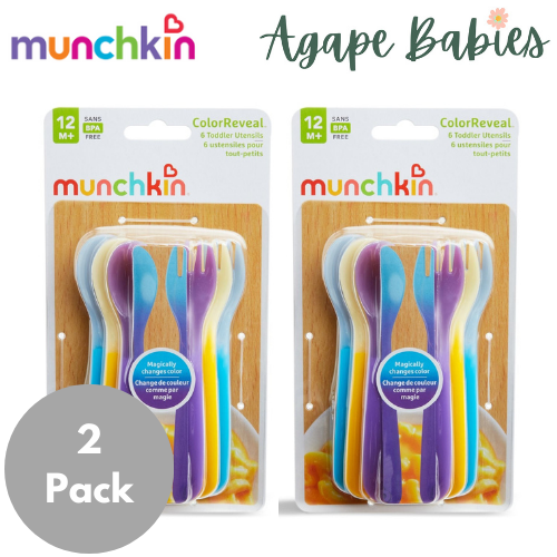 [2-Pack]Munchkin ColorReveal ™ Colour Changing Toddler Forks & Spoons