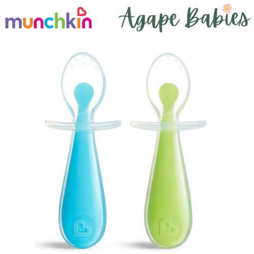 [Bundle Of 2] Munchkin Gentle Scoop™ Silicone Training Spoons (Blue/Green)