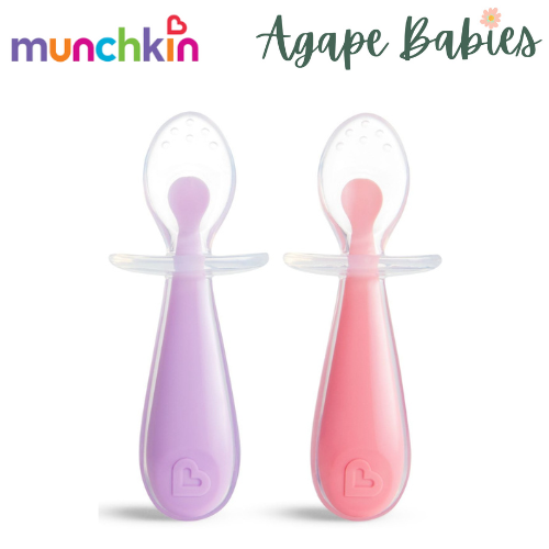 [Bundle Of 2] Munchkin Gentle Scoop™ Silicone Training Spoons (Pink/Purple)