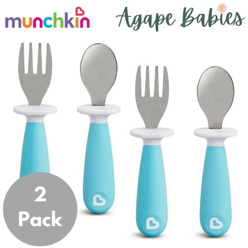 [Bundle Of 2] Munchkin Raise™ Toddler Fork & Spoon Set - Blue