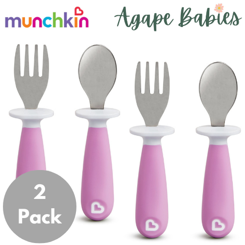 [Bundle Of 2] Munchkin Raise™ Toddler Fork & Spoon Set - Purple