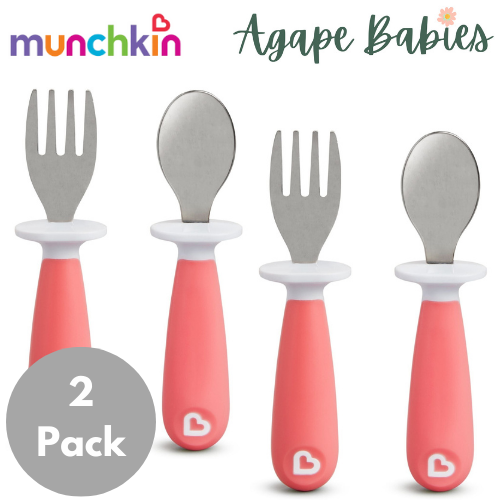 [Bundle Of 2] Munchkin Raise™ Toddler Fork & Spoon Set -Pink