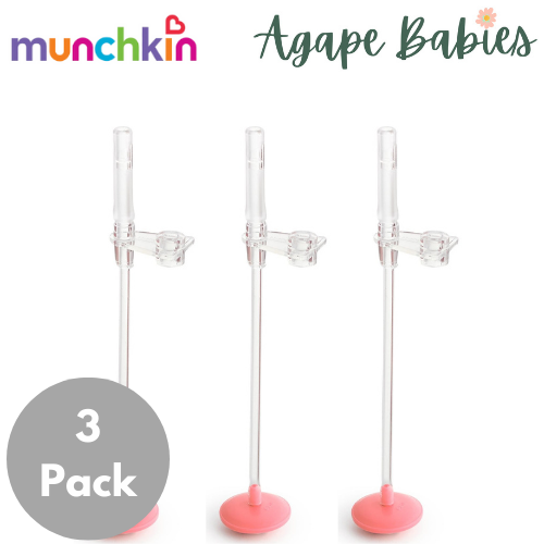 [Bundle Of 3] Munchkin Click Lock™ Weighted Flexi-Straw Cup Replacement Straw and Weight (Pink)