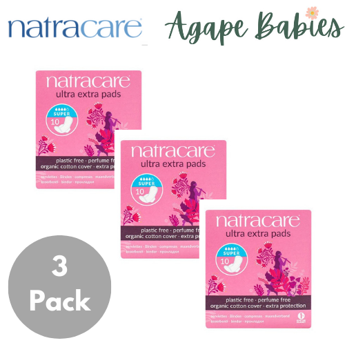 [Bundle Of 3] Natracare Ultra Extra Pads with Organic Cotton Cover - Super with wings (10pcs x 3)