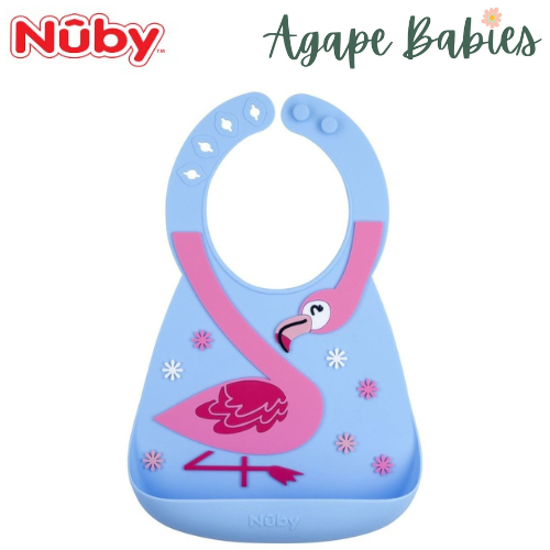 Nuby Fun 3D Silicon Bib - Flamingo