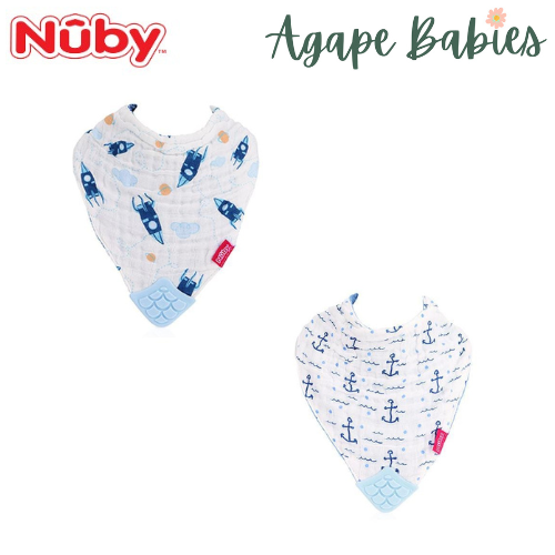 Nuby Muslin Bandana Bibs w/Teether - Rockets & Nelson's Anchors