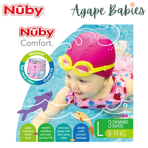 Nuby Pack of 3 Printed Swimming Nappies Large - Girl