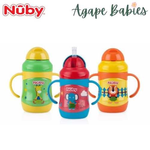 Nuby Stainless Steel Click-it Flip-it No-Spill Fat Straw Bottle