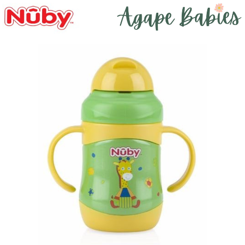 Nuby Stainless Steel Click-it Flip-it No-Spill Fat Straw Bottle