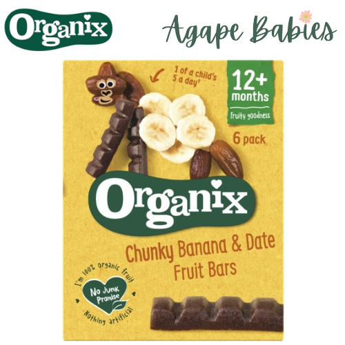 Organix Goodies Organic Chunky Fruit Bars - Banana & Date, 6 x 17 g. Exp-07/24