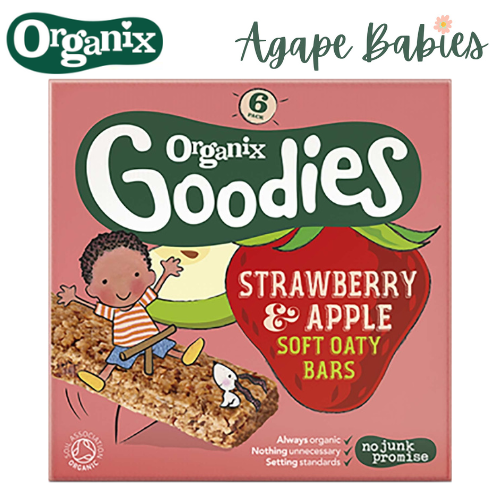 Organix Goodies Organic Soft Oaty Bars - Strawberry & Apple, 6 x 30 g. Exp-08/24