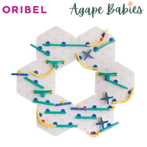 Oribel VertiPlay STEM Marble Run : Crayon Edition Ultra Fun Play Wall 6 Mat Bases