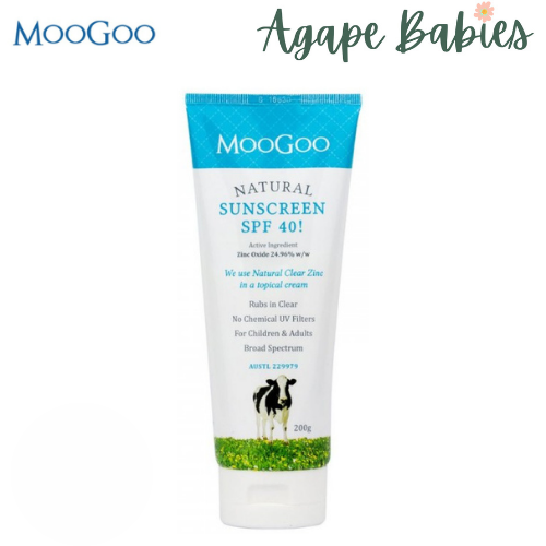 MooGoo SPF 40 Natural Sunscreen 200g - No Chemical UV Filters  - Exp: