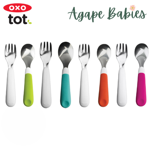 OXO Fork & Spoon Set - Aqua/Pink/Green/Orange