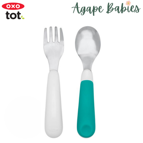 OXO TOT On-The-Go Fork And Spoon Set - Teal - Metal