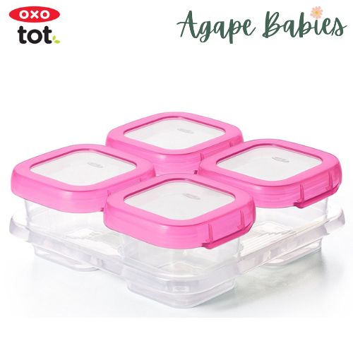 OXO TOT Baby Blocks Freezer Storage Containers Set 4oz/120ml - Pink