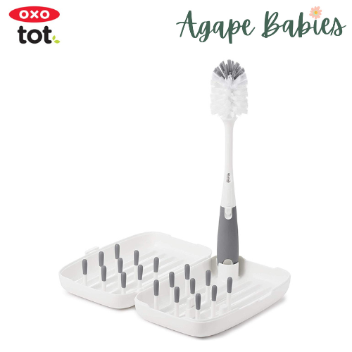 OXO Tot On-The-Go Drying Rack & Bottle Brush - Gray